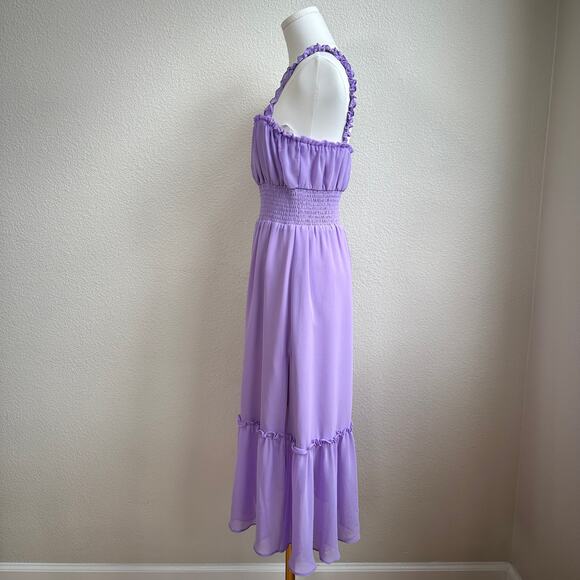 Lovers and Friends Arden Midi Chiffon with Side Seam Slits Dress Purple Lilac  S - Picture 7 of 15